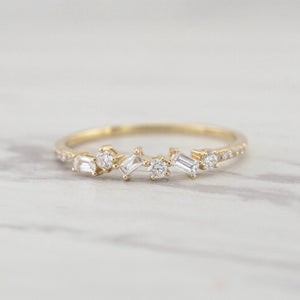 Alternating Baguette and Round Diamonds Ring