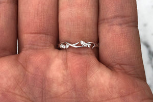 Airy Thin Vine and Petal Diamond Ring