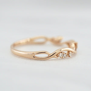 Airy Thin Vine and Petal Diamond Ring